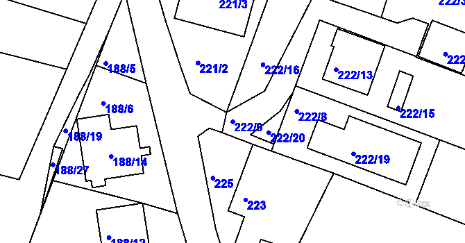 Parcela st. 222/9 v KÚ Libníč, Katastrální mapa