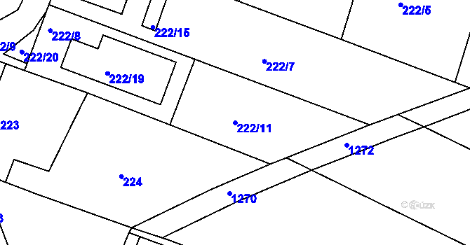 Parcela st. 222/11 v KÚ Libníč, Katastrální mapa