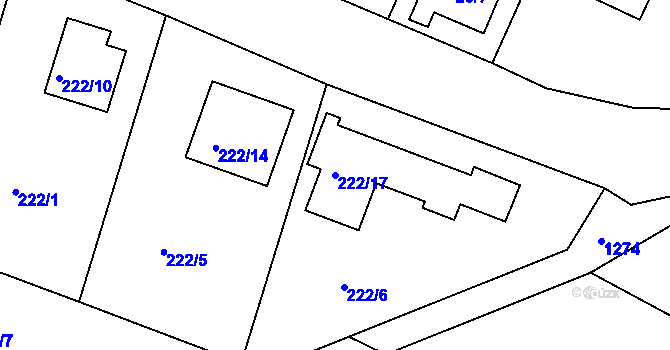 Parcela st. 222/17 v KÚ Libníč, Katastrální mapa