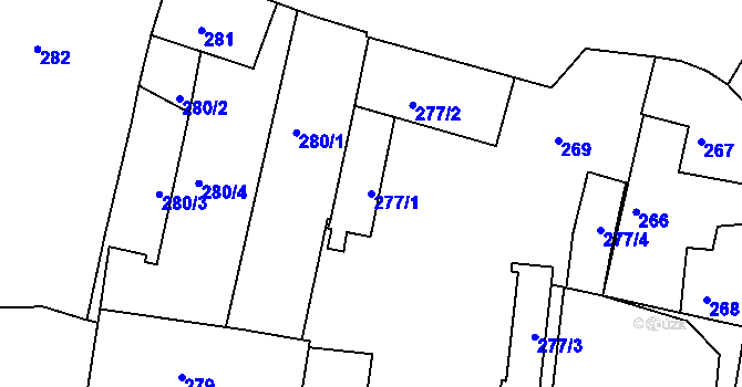 Parcela st. 277/1 v KÚ Libníč, Katastrální mapa