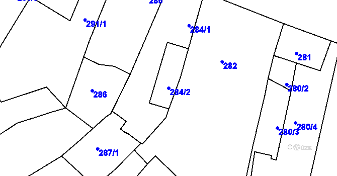 Parcela st. 284/2 v KÚ Libníč, Katastrální mapa