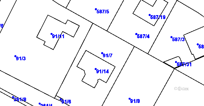 Parcela st. 91/7 v KÚ Libníč, Katastrální mapa