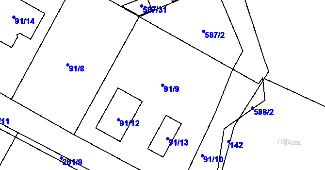 Parcela st. 91/9 v KÚ Libníč, Katastrální mapa