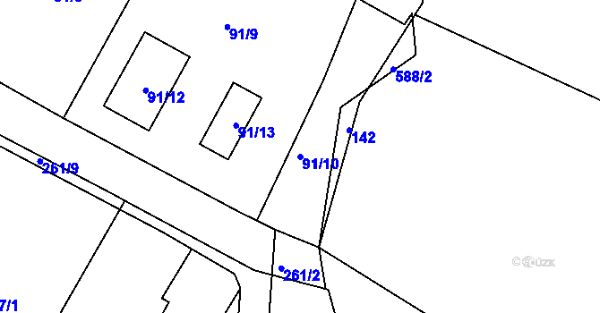 Parcela st. 91/10 v KÚ Libníč, Katastrální mapa