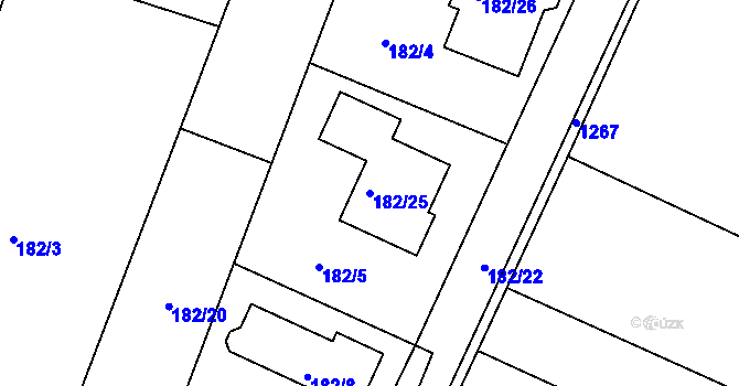 Parcela st. 182/25 v KÚ Libníč, Katastrální mapa