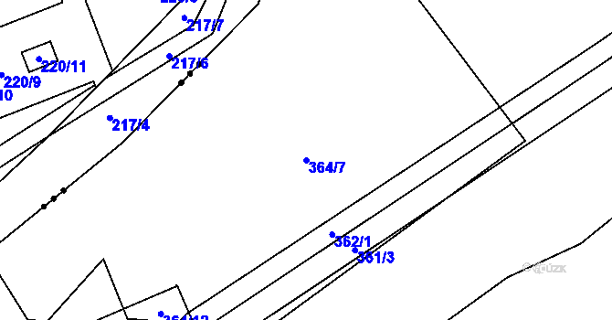 Parcela st. 364/7 v KÚ Libníč, Katastrální mapa