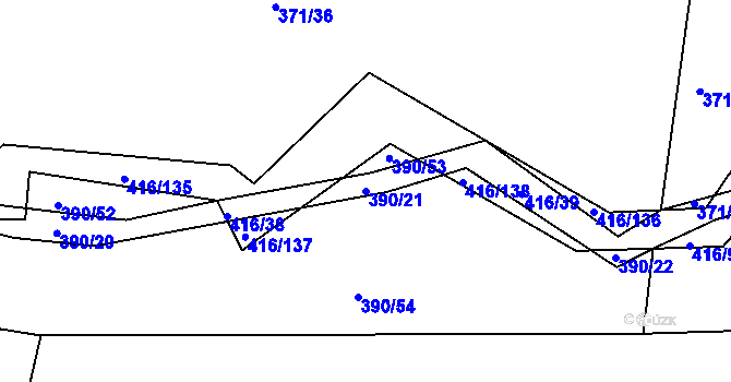 Parcela st. 390/21 v KÚ Libníč, Katastrální mapa
