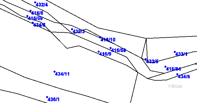 Parcela st. 416/9 v KÚ Libníč, Katastrální mapa