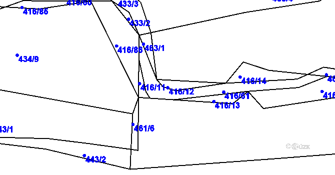 Parcela st. 416/12 v KÚ Libníč, Katastrální mapa