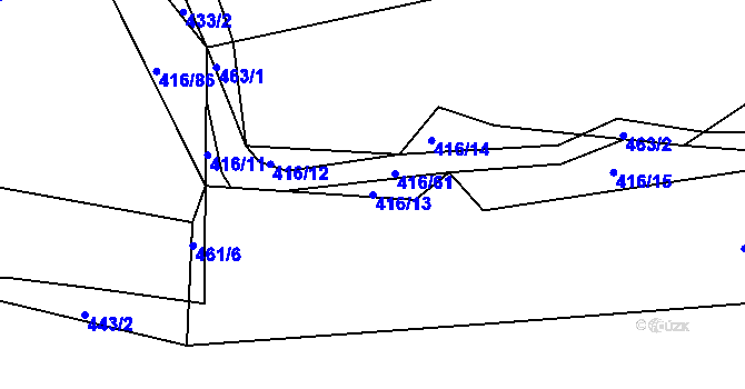 Parcela st. 416/13 v KÚ Libníč, Katastrální mapa