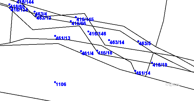 Parcela st. 416/18 v KÚ Libníč, Katastrální mapa