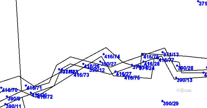 Parcela st. 416/74 v KÚ Libníč, Katastrální mapa