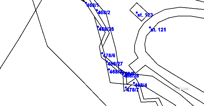 Parcela st. 478/6 v KÚ Libníč, Katastrální mapa