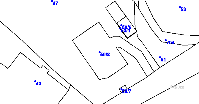 Parcela st. 50/8 v KÚ Libníč, Katastrální mapa