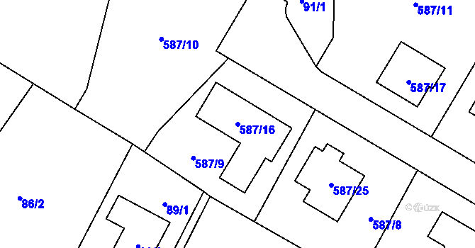 Parcela st. 587/16 v KÚ Libníč, Katastrální mapa