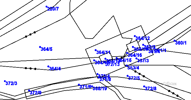 Parcela st. 364/11 v KÚ Libníč, Katastrální mapa