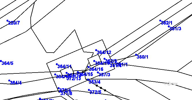 Parcela st. 364/12 v KÚ Libníč, Katastrální mapa