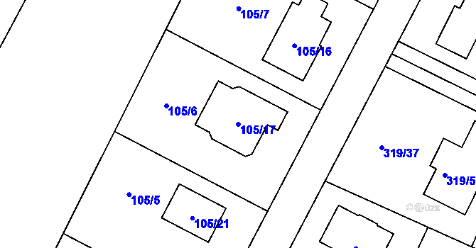 Parcela st. 105/17 v KÚ Libníč, Katastrální mapa
