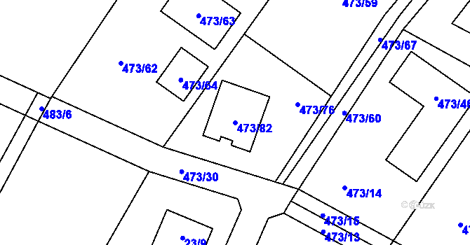 Parcela st. 473/82 v KÚ Libníč, Katastrální mapa