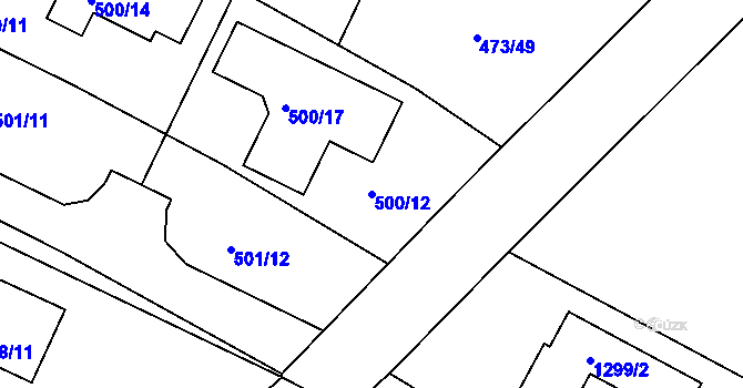 Parcela st. 500/12 v KÚ Libníč, Katastrální mapa