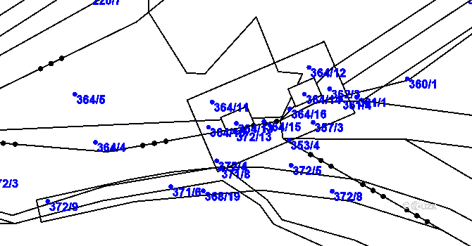 Parcela st. 364/13 v KÚ Libníč, Katastrální mapa