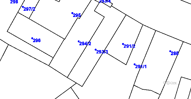 Parcela st. 293/3 v KÚ Libníč, Katastrální mapa