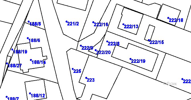 Parcela st. 222/20 v KÚ Libníč, Katastrální mapa