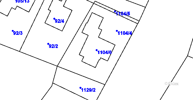Parcela st. 1104/6 v KÚ Libníč, Katastrální mapa