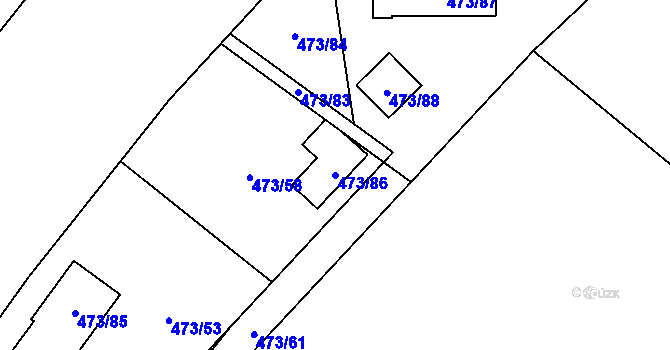 Parcela st. 473/86 v KÚ Libníč, Katastrální mapa