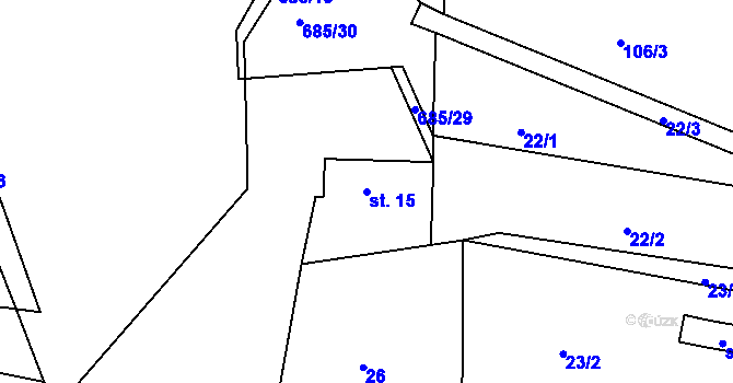 Parcela st. 15 v KÚ Libníkovice, Katastrální mapa