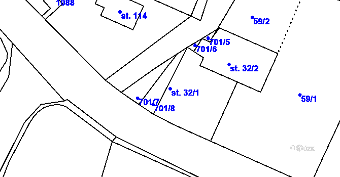 Parcela st. 32/1 v KÚ Libníkovice, Katastrální mapa