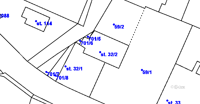 Parcela st. 32/2 v KÚ Libníkovice, Katastrální mapa