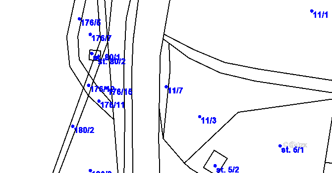 Parcela st. 11/7 v KÚ Libníkovice, Katastrální mapa