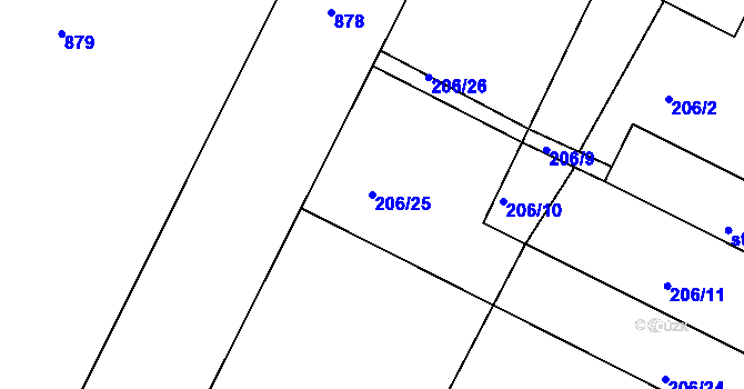 Parcela st. 206/25 v KÚ Libníkovice, Katastrální mapa