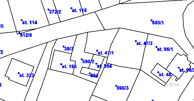 Parcela st. 47/1 v KÚ Libočany, Katastrální mapa
