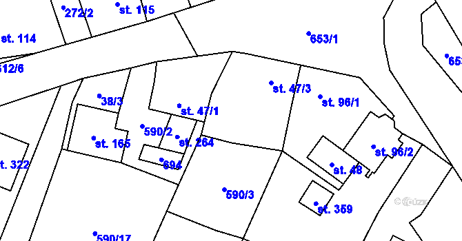 Parcela st. 47/2 v KÚ Libočany, Katastrální mapa