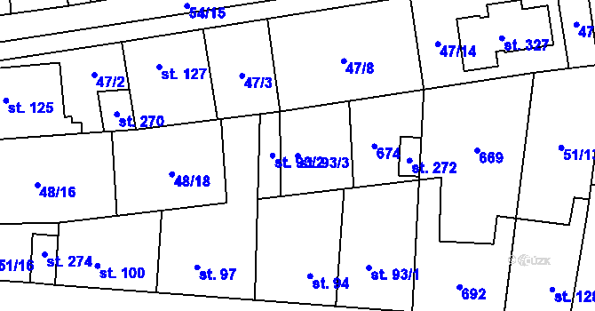 Parcela st. 93/3 v KÚ Libočany, Katastrální mapa