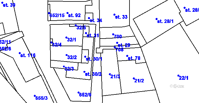 Parcela st. 98 v KÚ Libočany, Katastrální mapa
