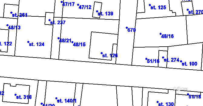 Parcela st. 126 v KÚ Libočany, Katastrální mapa
