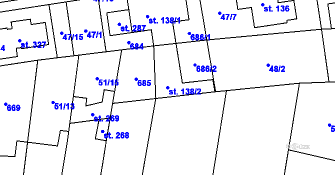 Parcela st. 138/2 v KÚ Libočany, Katastrální mapa