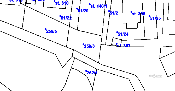 Parcela st. 140/2 v KÚ Libočany, Katastrální mapa
