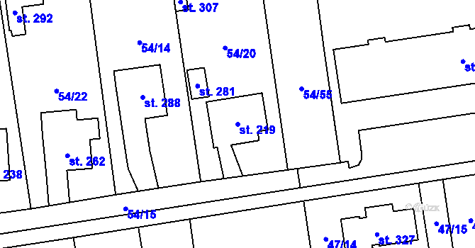 Parcela st. 219 v KÚ Libočany, Katastrální mapa