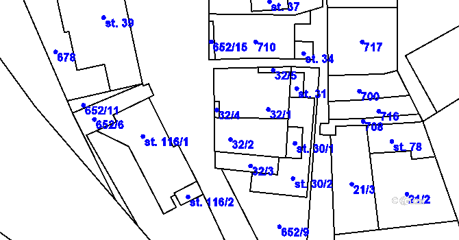 Parcela st. 32 v KÚ Libočany, Katastrální mapa