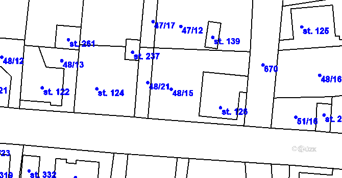 Parcela st. 48/15 v KÚ Libočany, Katastrální mapa