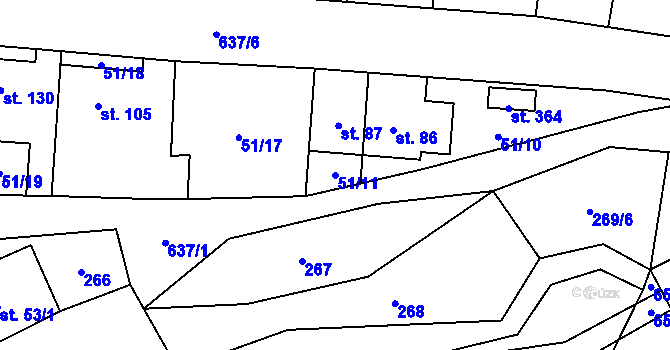 Parcela st. 51/11 v KÚ Libočany, Katastrální mapa