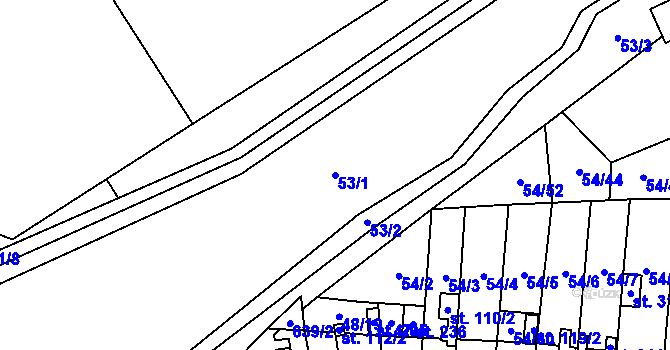 Parcela st. 53/1 v KÚ Libočany, Katastrální mapa