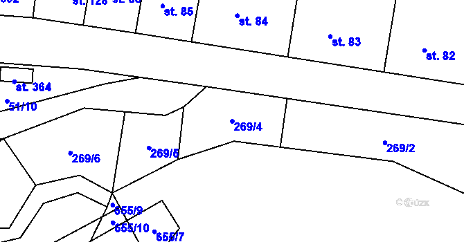 Parcela st. 269/4 v KÚ Libočany, Katastrální mapa