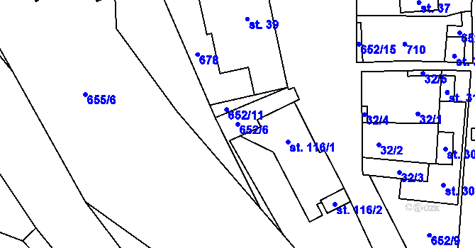Parcela st. 652/6 v KÚ Libočany, Katastrální mapa