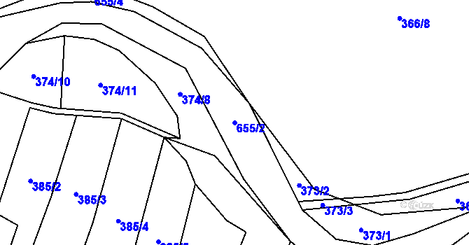 Parcela st. 655/2 v KÚ Libočany, Katastrální mapa