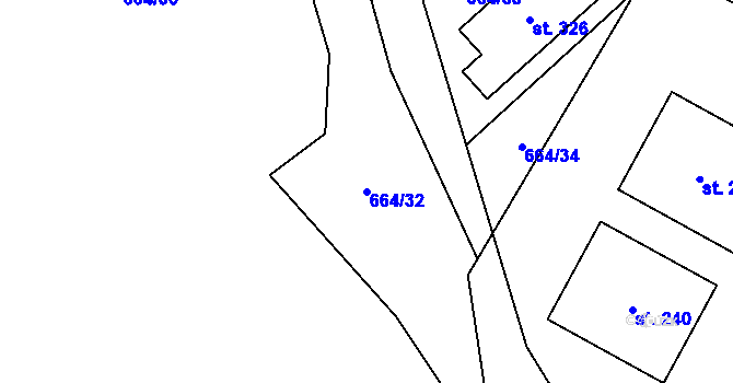 Parcela st. 664/32 v KÚ Libočany, Katastrální mapa